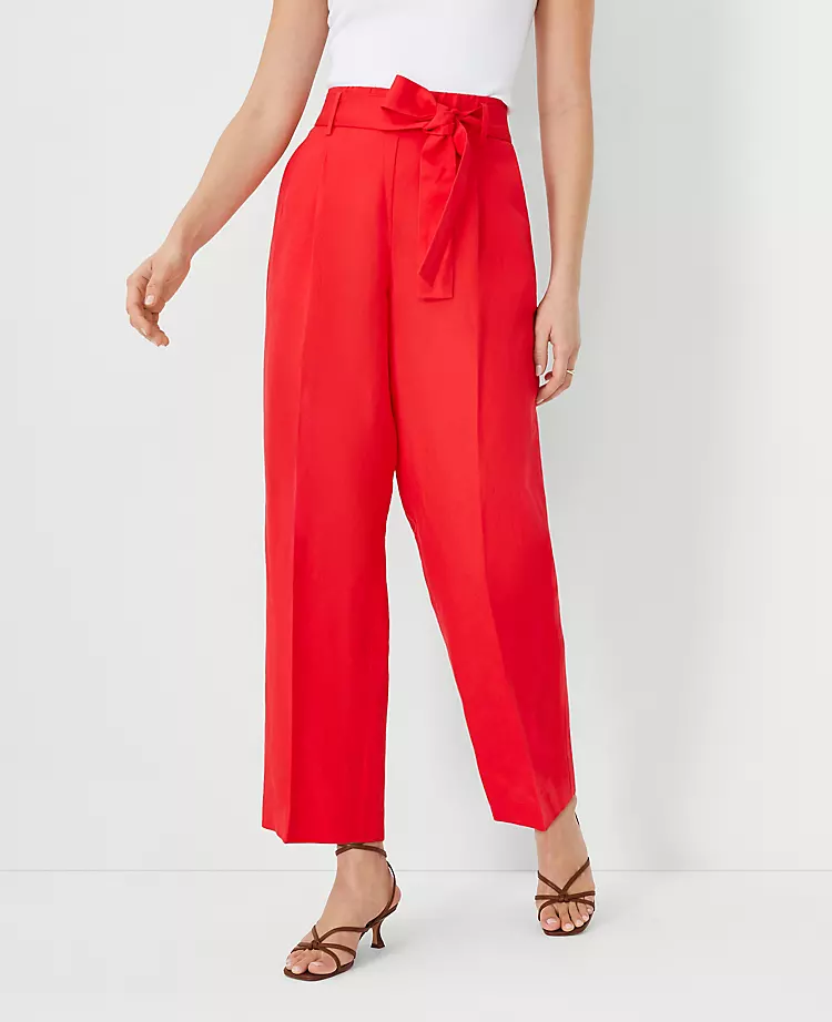 The Tie Waist Straight Ankle Pant In Linen Blend 3 The Tie Waist Straight Ankle Pant In Linen Blend