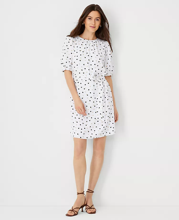 Dotted Shirred Shift Dress 3 Dotted Shirred Shift Dress