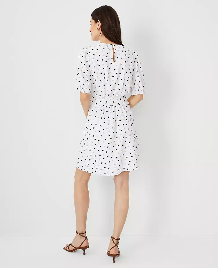 Dotted Shirred Shift Dress 4 Dotted Shirred Shift Dress - Image 2