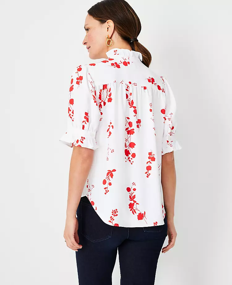 Floral Ruffle Button Top 4 Floral Ruffle Button Top - Image 2