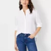 Linen Relaxed Roll Tab Perfect Shirt -Anntaylor Shop 608773 9000