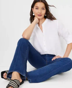 Linen Relaxed Roll Tab Perfect Shirt -Anntaylor Shop 608773 9000 ALT2