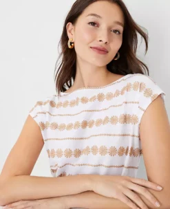 Embroidered Tie Waist Top 7 Embroidered Tie Waist Top -Anntaylor Shop 608786 9000 ALT2