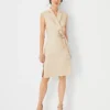 The Notched Collar Tie Waist Dress In Herringbone Linen Blend -Anntaylor Shop 608820 7879
