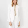 The Long Notched One Button Blazer In Herringbone Linen Blend -Anntaylor Shop 608832 9000
