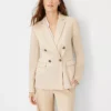 The Long Double Breasted Blazer In Herringbone Linen Blend -Anntaylor Shop 608837 7879