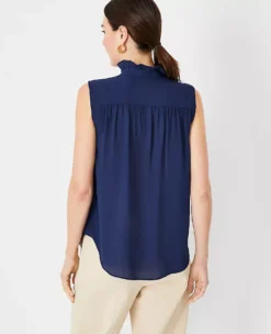Ruffle Button Sleeveless Top -Anntaylor Shop 608880 8818 ALT1