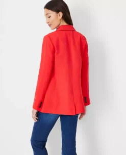 The Relaxed Double Breasted Long Blazer In Linen Blend 7 The Relaxed Double Breasted Long Blazer In Linen Blend -Anntaylor Shop 608982 2570 ALT1