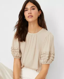 Mini Ruffle Sleeve Top -Anntaylor Shop 609005 7879 ALT2