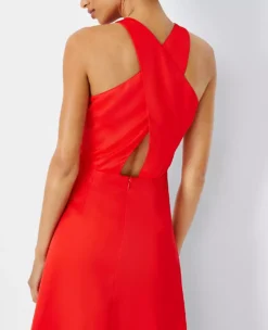 Cutout Back Flare Halter Dress 8 Cutout Back Flare Halter Dress -Anntaylor Shop 609016 2570 ALT2