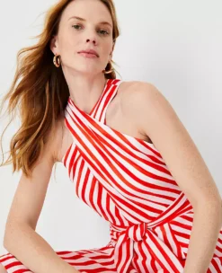 Striped Crossover Neck Wrap Dress -Anntaylor Shop 609022 9000 ALT2