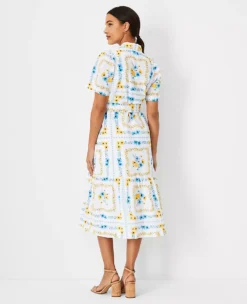 Floral Square Belted Shirtdress -Anntaylor Shop 609047 9000 ALT1