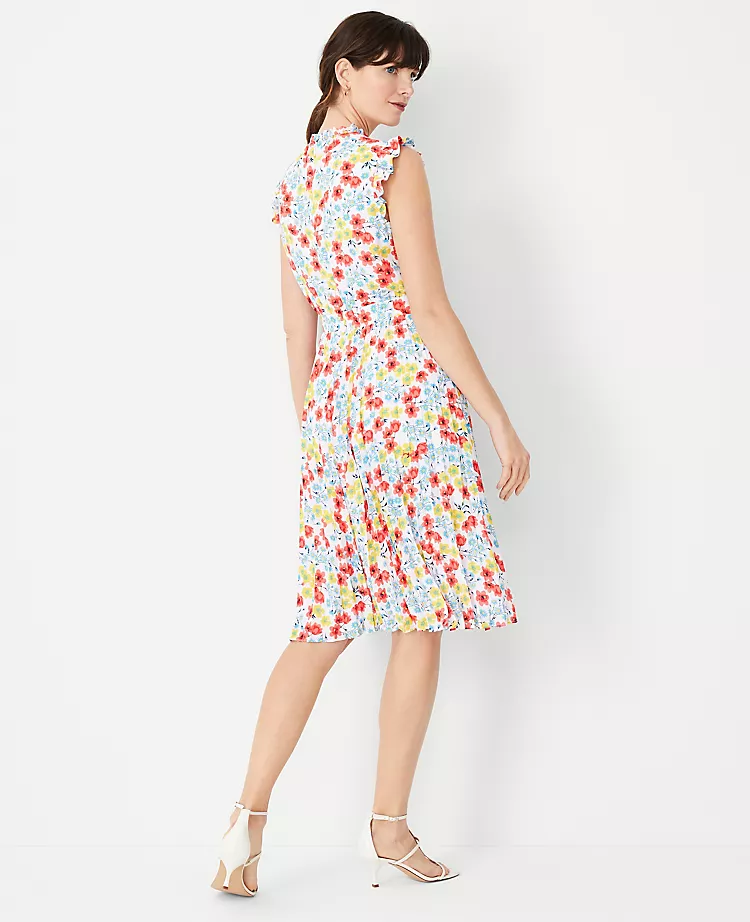 Floral Ruffle Pleated Flare Dress 4 Floral Ruffle Pleated Flare Dress - Image 2