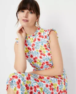 Floral Ruffle Pleated Flare Dress 7 Floral Ruffle Pleated Flare Dress -Anntaylor Shop 609062 9000 ALT2