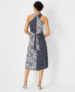 Mixed Floral Crossover Halter Dress -Anntaylor Shop 609086 8818 ALT1