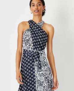 Mixed Floral Crossover Halter Dress -Anntaylor Shop 609086 8818 ALT2