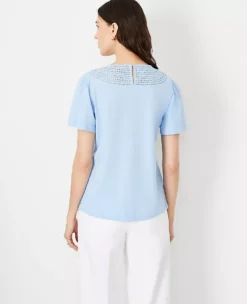 Embroidered Flutter Sleeve Tee -Anntaylor Shop 609546 018571 ALT1