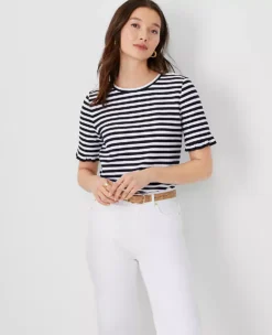 Striped Ruffle Cuff Tee