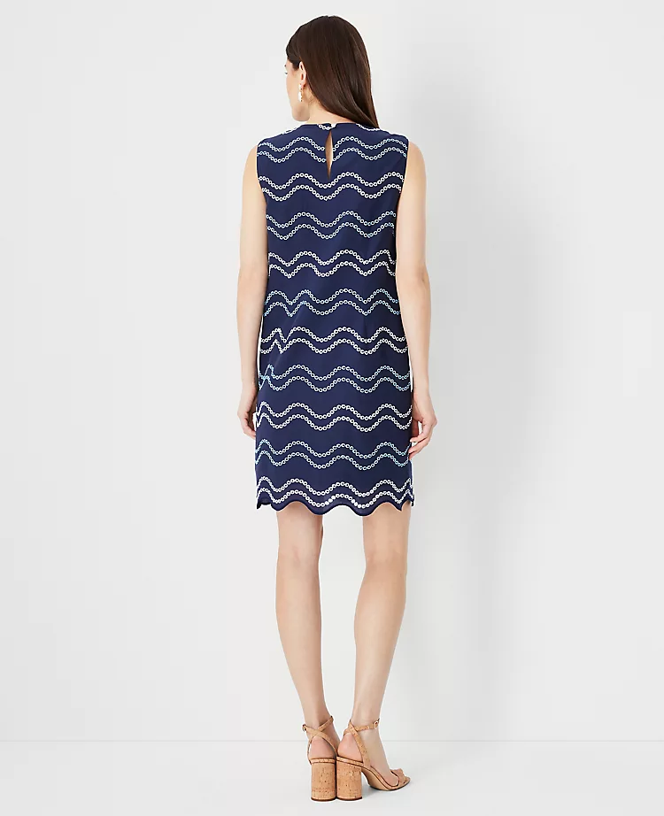 Wave Embroidered Scalloped Shift Dress 4 Wave Embroidered Scalloped Shift Dress - Image 2
