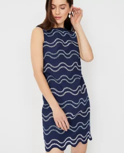 Wave Embroidered Scalloped Shift Dress 7 Wave Embroidered Scalloped Shift Dress -Anntaylor Shop 609613 1362 ALT2