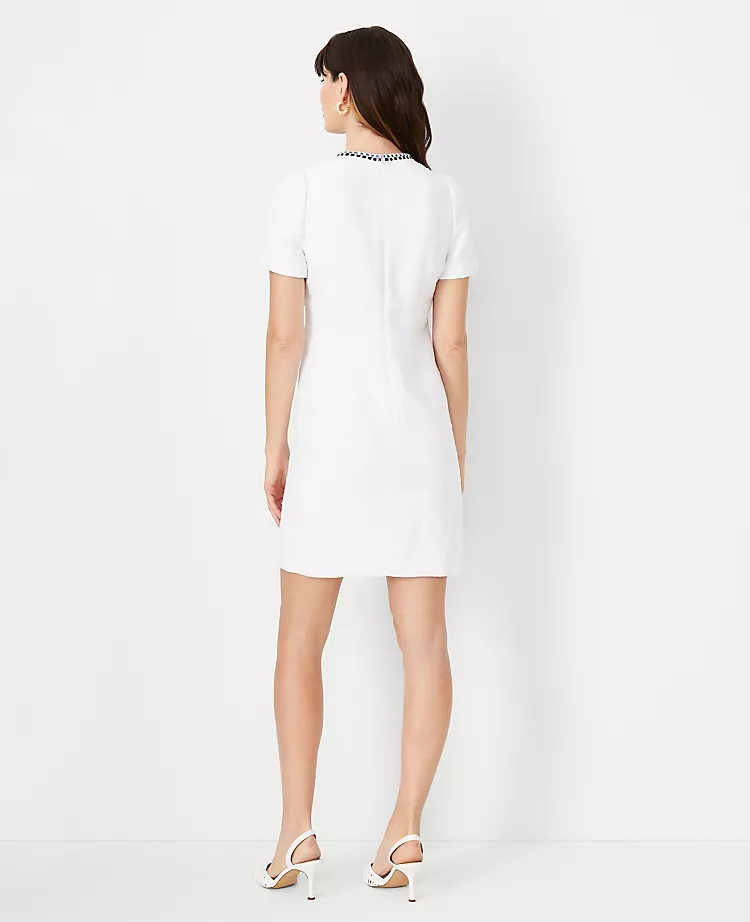 Trimmed Tweed Pocket Shift Dress 4 Trimmed Tweed Pocket Shift Dress - Image 2
