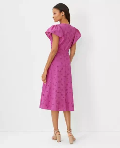 Eyelet Flutter Sleeve Midi Dress 7 Eyelet Flutter Sleeve Midi Dress -Anntaylor Shop 609972 8376 ALT1
