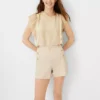 The Side Zip Sailor Short In Linen Blend 1 The Side Zip Sailor Short In Linen Blend -Anntaylor Shop 610004 7879