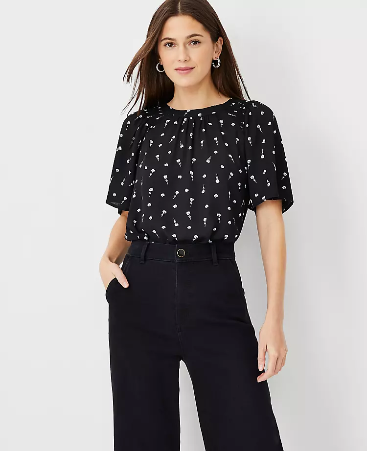 Floral Mixed Media Smocked Neck Top 5 Floral Mixed Media Smocked Neck Top - Image 3