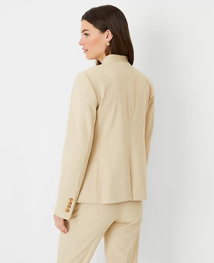 The Petite Cutaway Blazer In Bi-Stretch Toasted Oat 5 The Petite Cutaway Blazer In Bi-Stretch Toasted Oat - Image 3