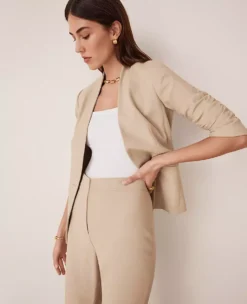 The Petite Cutaway Blazer In Bi-Stretch Toasted Oat