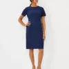 The Petite Short Sleeve Sheath Dress In Bi-Stretch -Anntaylor Shop 610144 8818