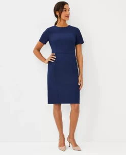 The Petite Short Sleeve Sheath Dress In Bi-Stretch