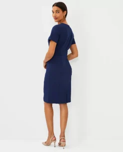 The Petite Short Sleeve Sheath Dress In Bi-Stretch Pure Sapphire 6 The Petite Short Sleeve Sheath Dress In Bi-Stretch Pure Sapphire -Anntaylor Shop 610144 8818 ALT1 1