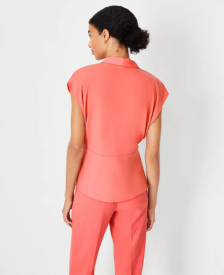 Shawl Collar Mixed Media Peplum Top 4 Shawl Collar Mixed Media Peplum Top - Image 2