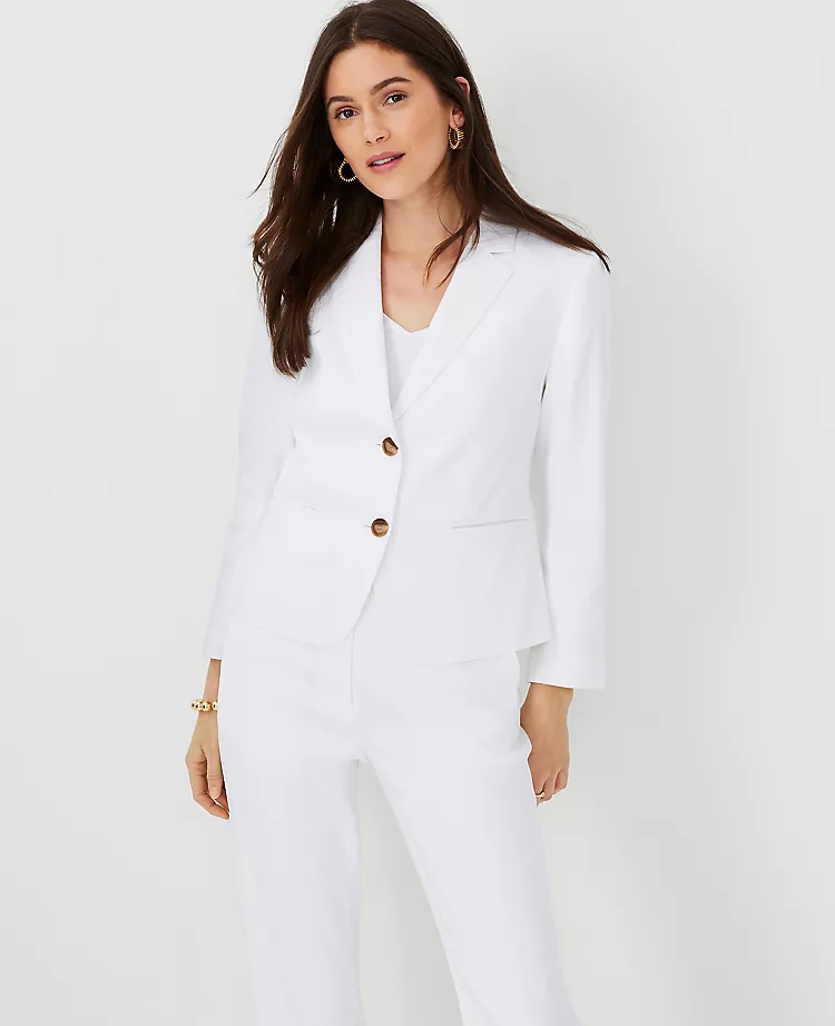 The Shorter Two Button Blazer In Linen Blend 3 The Shorter Two Button Blazer In Linen Blend
