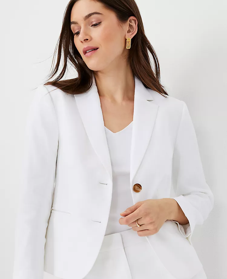 The Shorter Two Button Blazer In Linen Blend 5 The Shorter Two Button Blazer In Linen Blend - Image 3