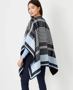 Plaid Open Poncho -Anntaylor Shop 610498 2222 ALT1