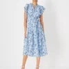 Floral Flutter Sleeve Belted Flare Dress -Anntaylor Shop 610620 018571