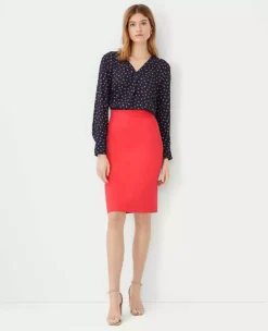 Petite Twill Seamed Pencil Skirt -Anntaylor Shop 610770 1782 ALT2