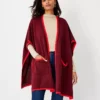 Tipped Pocket Open Poncho -Anntaylor Shop 610817 8356