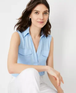 Petite Sleeveless Camp Shirt -Anntaylor Shop 611010 018571 ALT2