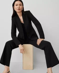 The Petite Long Collarless Blazer In Fluid Crepe Black -Anntaylor Shop 611127 2222 ALT3