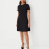 The Petite Flare Dress In Fluid Crepe Black