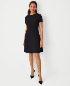 The Petite Flare Dress In Fluid Crepe Black