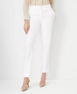 The Petite Eva Ankle Pant In Herringbone Linen Blend