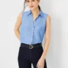Petite Chambray Sleeveless Essential Shirt