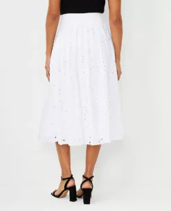 Petite Eyelet Pleated Full Skirt -Anntaylor Shop 611276 9000 ALT1