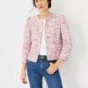 Petite Fringe Tweed Puff Sleeve Jacket -Anntaylor Shop 611391 8581