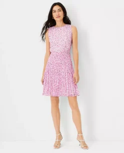 Petite Floral Pleated Flare Dress