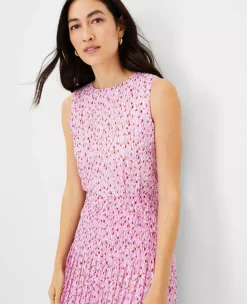 Petite Floral Pleated Flare Dress -Anntaylor Shop 611466 8581 ALT2